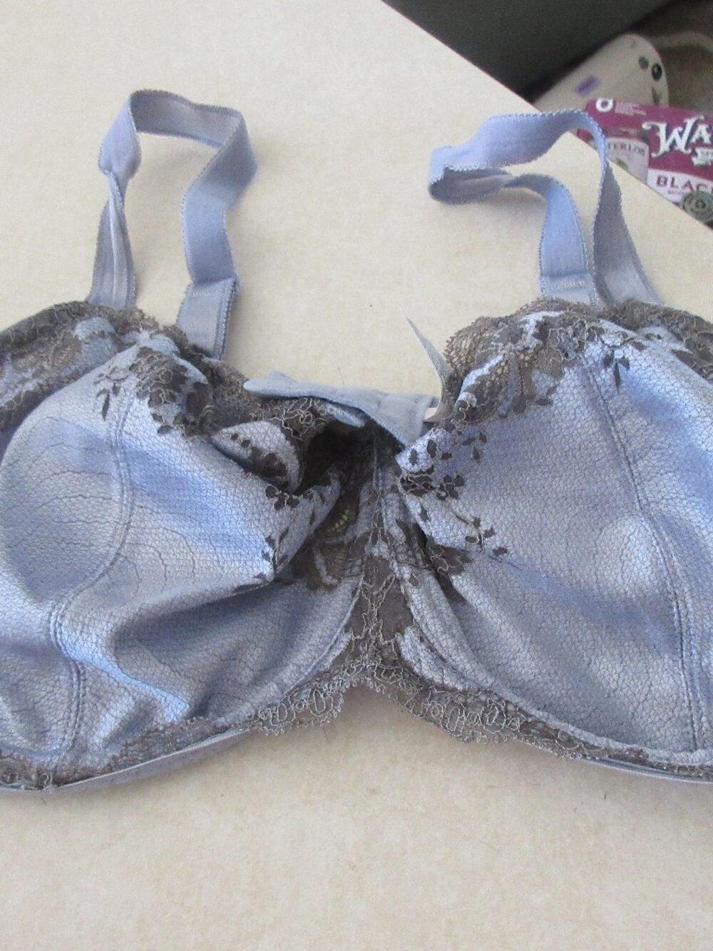 WACOAL 851256 Lace Affair Underwire Bra 36G blue gray romantic